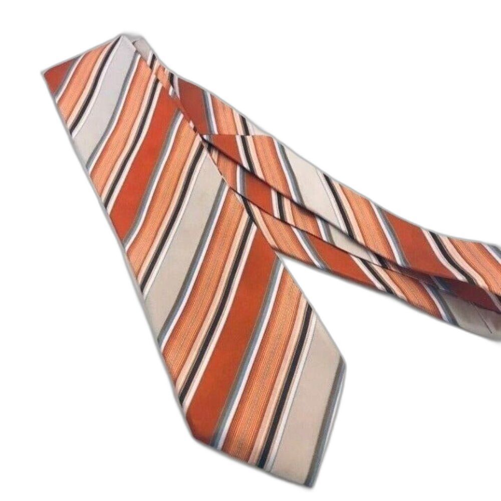#1586 VTG GEOFFREY BEENE ORANGE STRIPED NECKTIE 57 IN X 3.5 IN